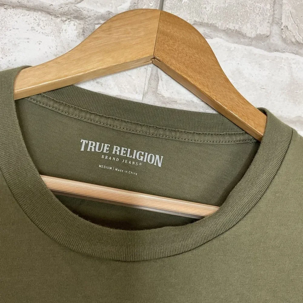 True Religion Men's Olive Green LA California Tee Size M